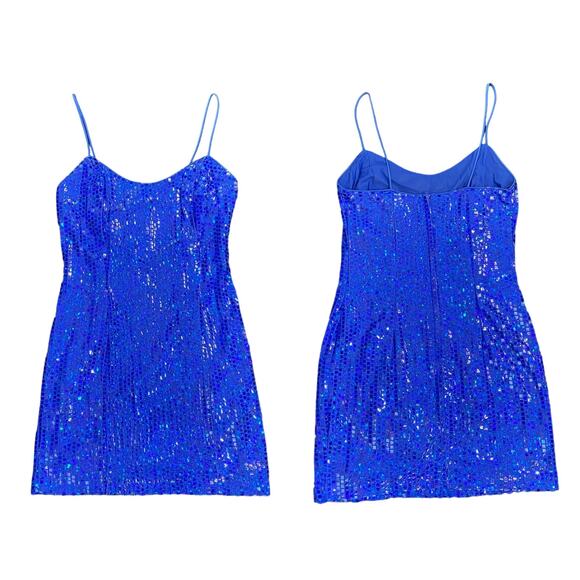 80’s Vintage Disco Blue Sequin Mini Dress by L.A. Glo - Picture 5 of 7